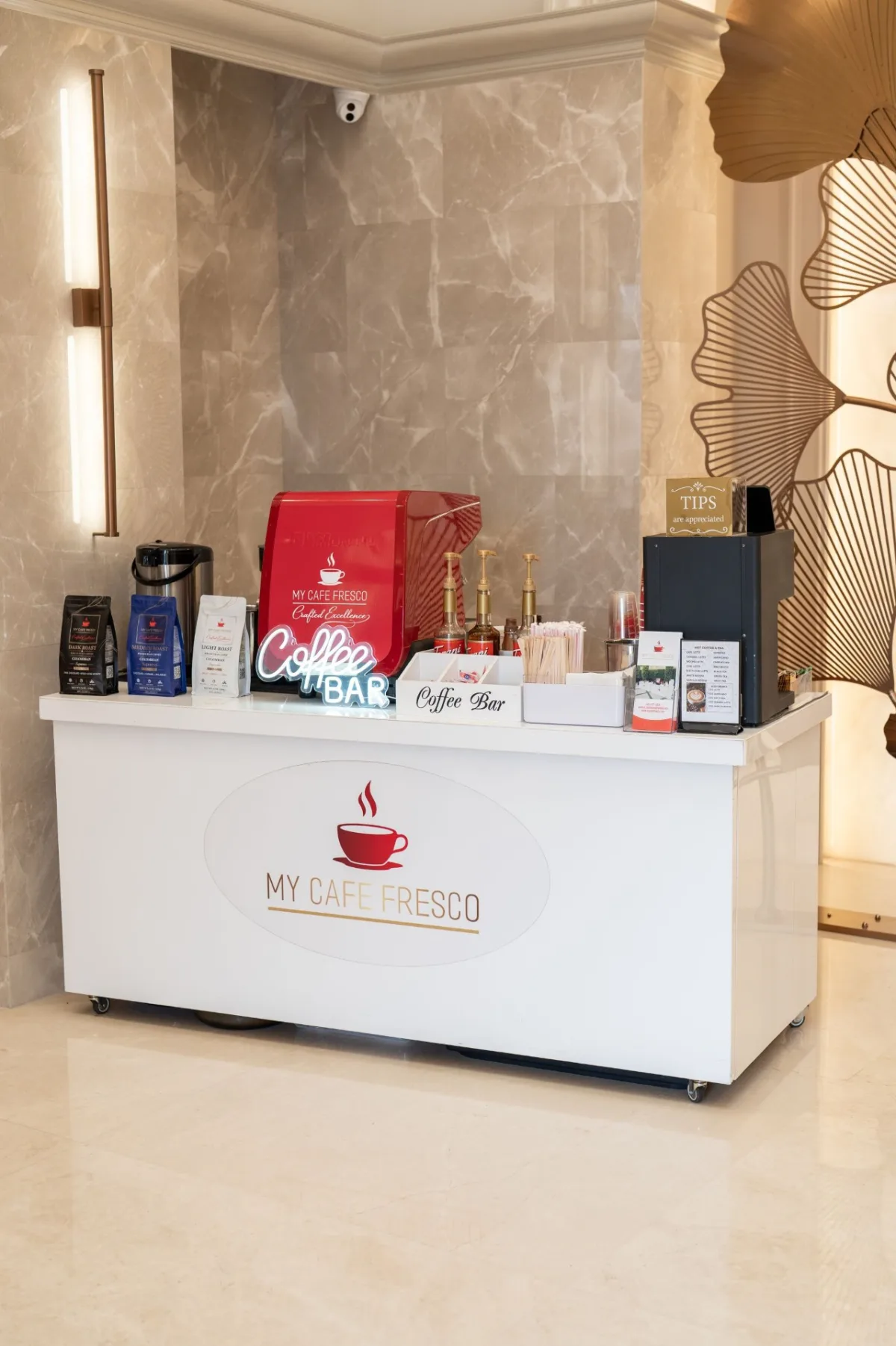Coffee wedding catering setup in Los Angeles